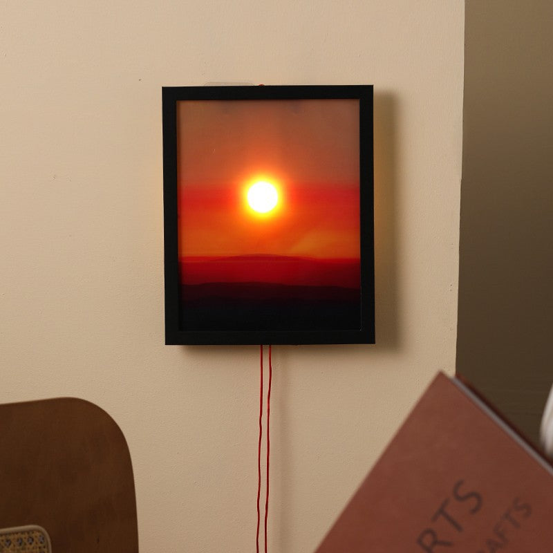 Sunset gradient levitating lamp glowing with warm amber and pink tones, floating above its base as a Tanabata ambient night l