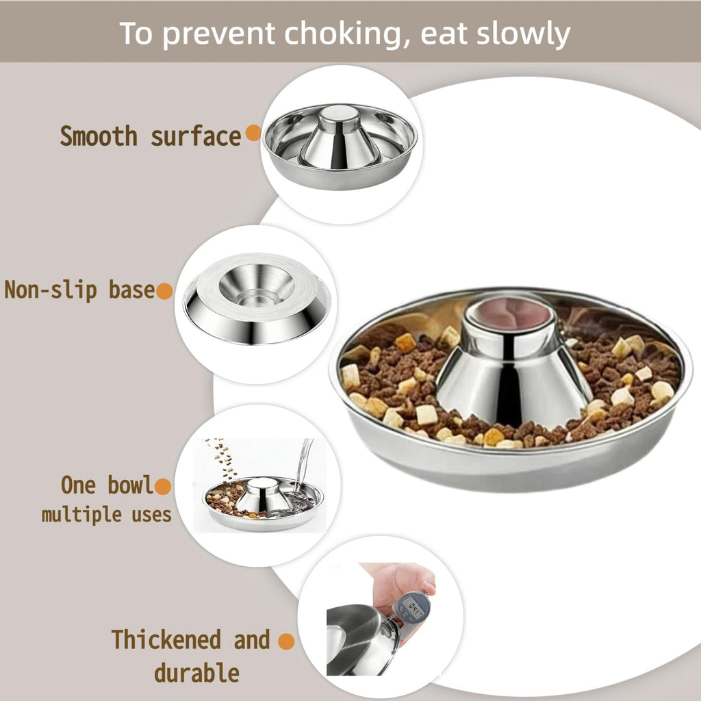 Stainless steel puppy weaning bowl with multiple feeding stations for litter feeding, shown from above