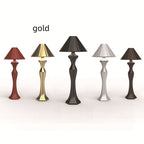 Minimalist LED desk lamp with built-in charging port shown at an angle, highlighting its slim modern design for bedroom decor