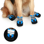 Water-resistant non-slip dog boots for medium and large dogs, shown in a set of four protective paw covers