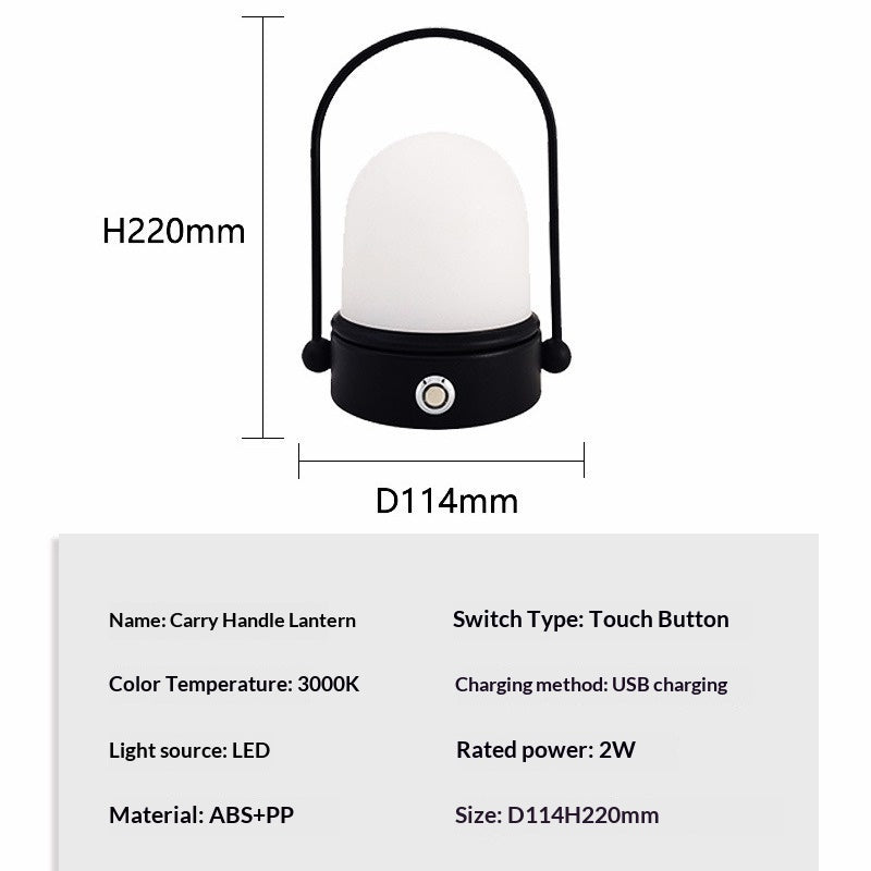 Rechargeable LED atmosphere night light casting a soft warm glow, modern minimalist lamp design for bedroom or living space