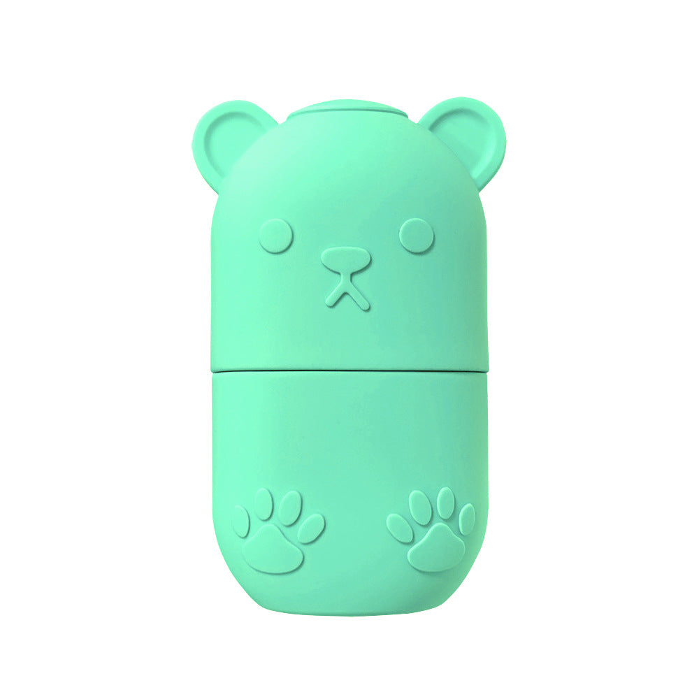 Silicone ice face roller held in hand, showing flexible icing massage tool for facial skin care