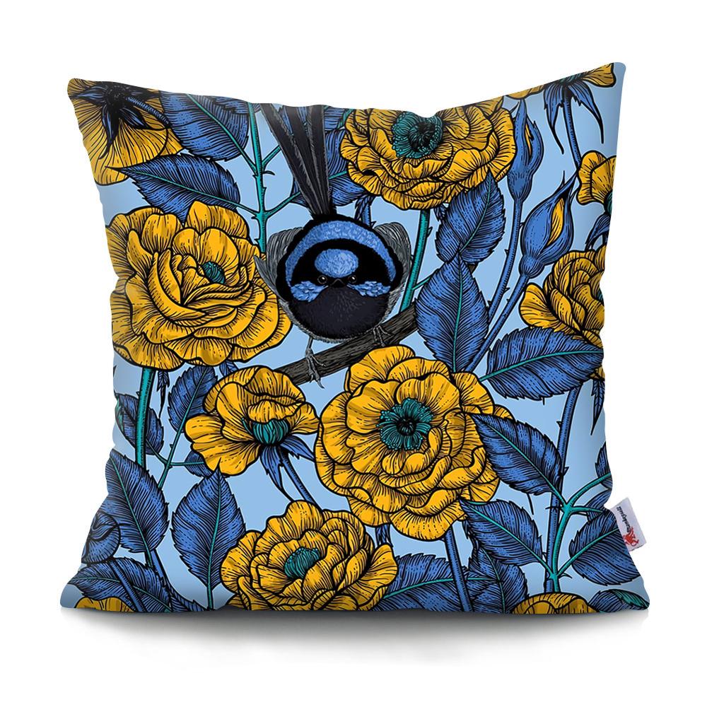Tropical parrot and plant print throw pillow cover in vibrant colors, 45x45cm decorative cushion cover for sofa or bed