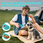 10oz stainless steel portable dog water bottle with attached bowl, ideal for travel and outdoor adventures with pets