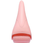 Ice roller massager for face resting on a white surface, showing the cooling facial massage tool's handle and rolling head