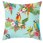 Tropical parrot and plant print throw pillow cover in vibrant colors, 45x45cm decorative cushion cover for sofa or bed
