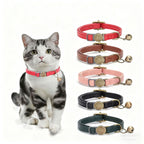 Brown retro leather cat collar with vintage-style buckle, shown flat on a neutral background