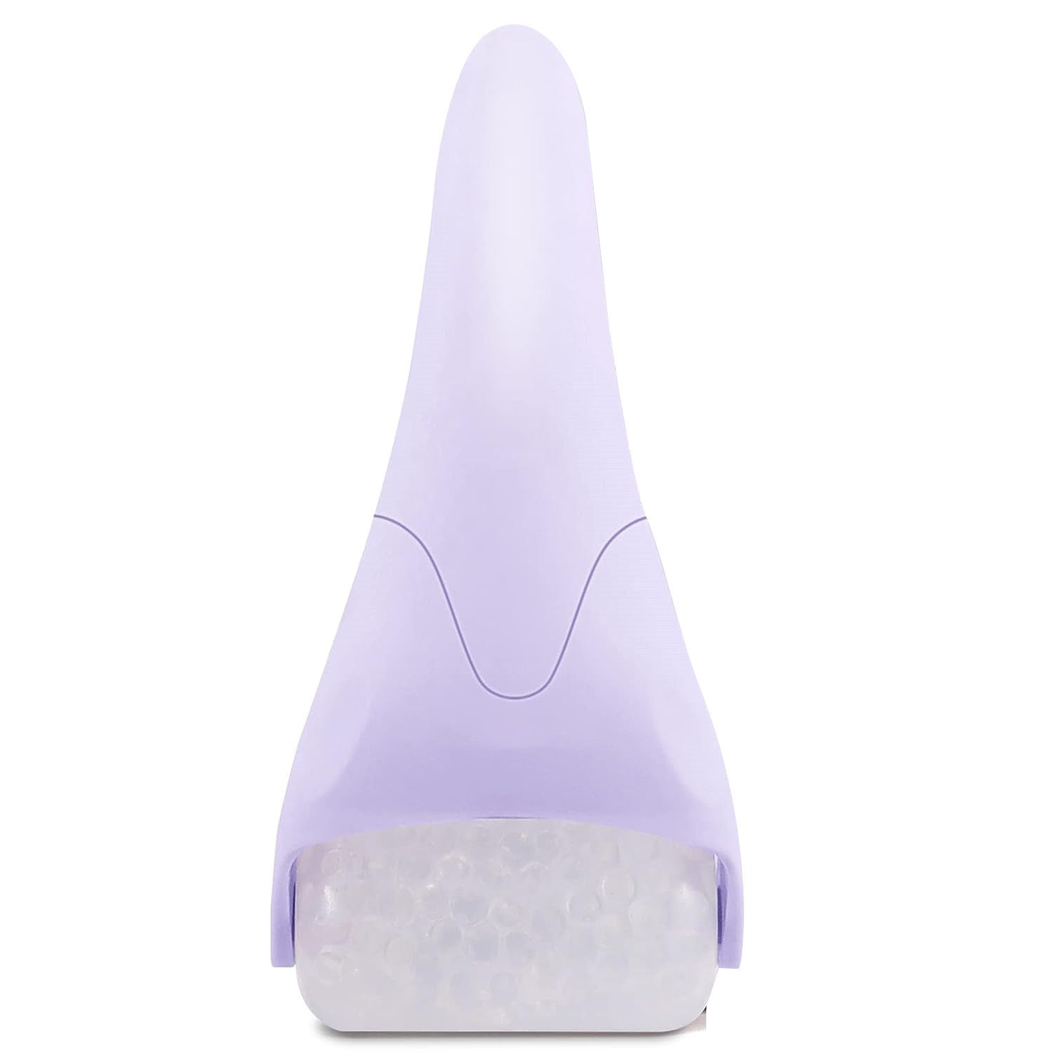 Ice roller massager for face resting on a white surface, showing the cooling facial massage tool's handle and rolling head