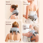 Neck massager with heat and kneading nodes shown from a side angle, highlighting the ergonomic wrap-around design