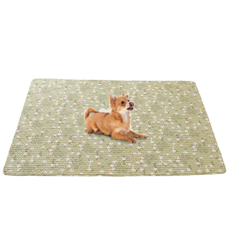 Folded pure cotton pet mat showing textured non-slip base, suitable for cats, dogs, and rabbits