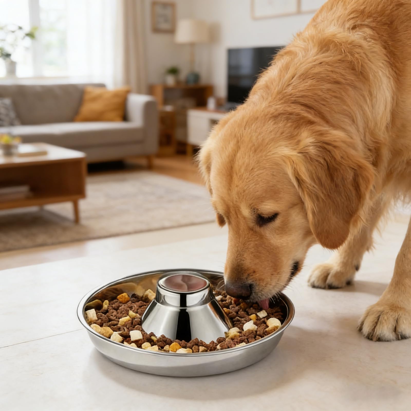 Stainless steel puppy weaning bowl with multiple feeding stations for litter feeding, durable and easy to clean
