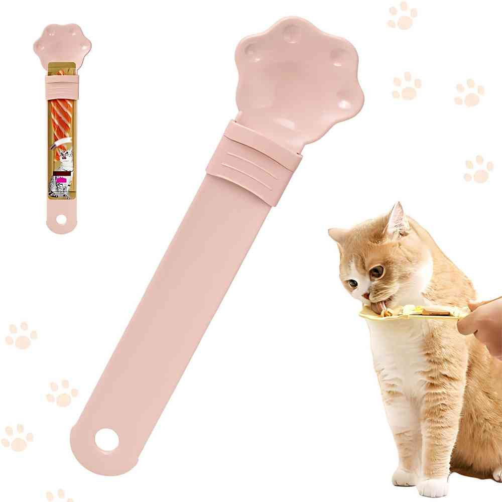 Cat treat squeeze spoon lickable feeder dispenser with soft silicone tip for easy hand-feeding cats