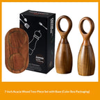 Desert Ironwood Pepper Mill standing upright, showcasing the natural wood grain texture and manual ceramic grinder mechanism