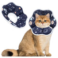 Soft adjustable Elizabethan cone collar on a cat, designed for post-surgery recovery and wound protection