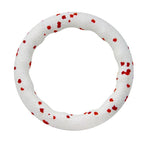 Colorful rubber dog pull ring toy shown from a side angle, ideal for interactive tug-of-war play