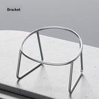 Stainless steel elevated pet bowl with stand shown from above, displaying the raised feeder design for dogs and cats