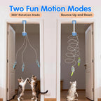 Rechargeable electric cat teaser toy attached to a door clip with remote control included