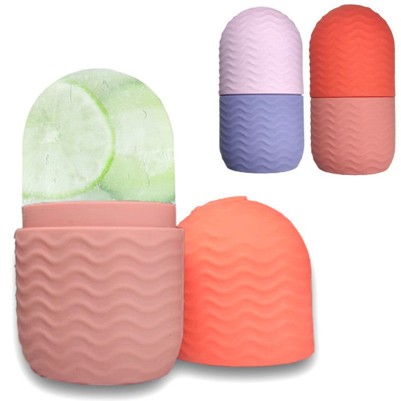 Reusable facial ice roller mold tray for face massage, shown in detail view