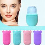 Silicone ice face roller for facial massage and skin care, shown in a soft pink color with a smooth rolling head