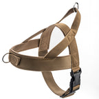 Close-up of adjustable tactical dog vest harness showing sturdy strap buckles and no-pull attachment points
