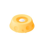 Light blue dog slow feeder lick bowl with rolling ball insert, shown from above on a white background