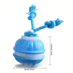 Motion-activated interactive dog ball toy emitting birdsong sounds, shown in detail to highlight its squeaky feature for play