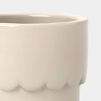 Cream ceramic outdoor planter pot shown from a side angle, ideal for succulents and small plants