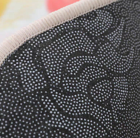 Soft retro aesthetic rug with plush texture, styled as a cozy bedside or bathroom accent mat in warm tones