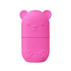 Pink silicone ice face roller for facial massage and skin care, shown from the side on a clean white background