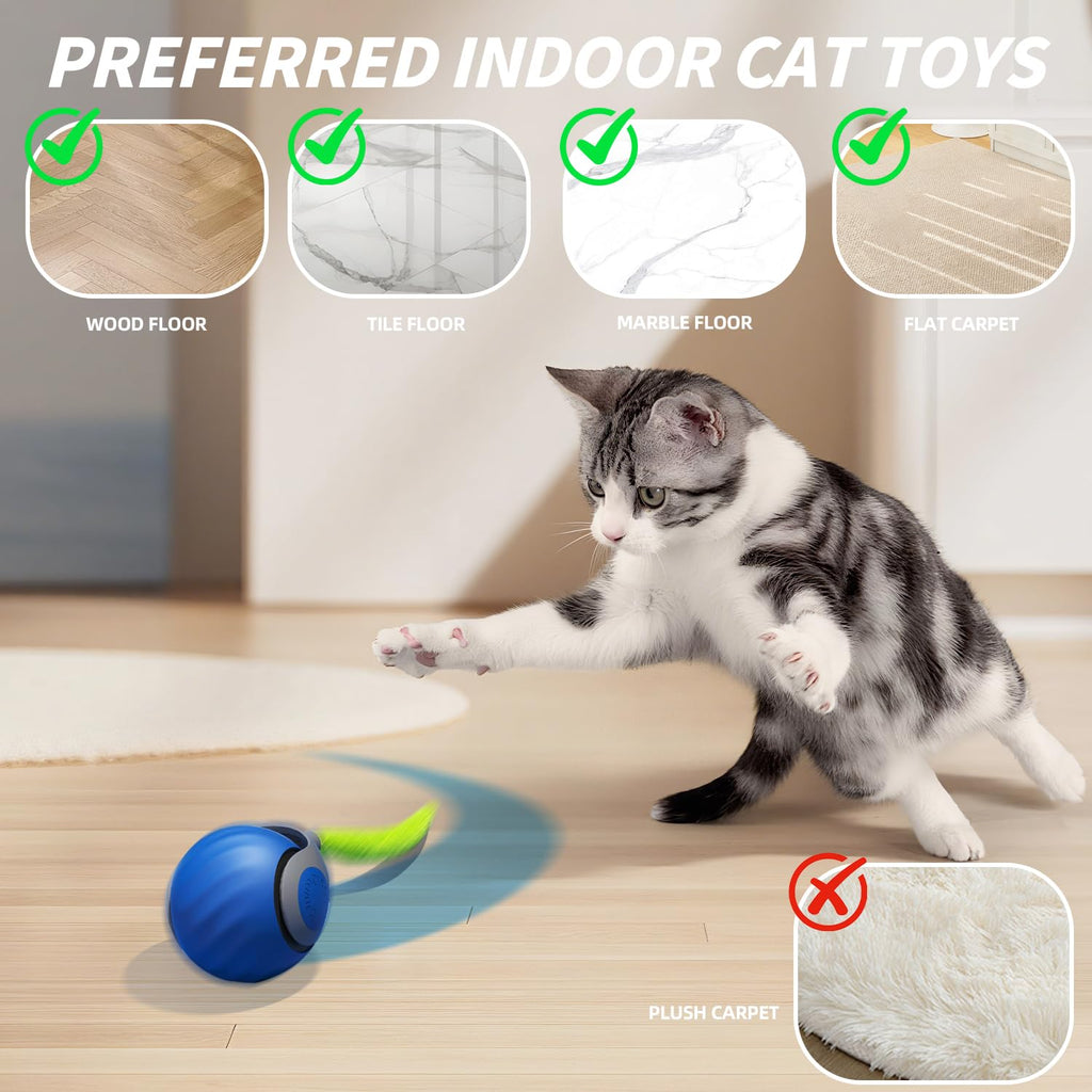 Bright rolling cat toy ball on a clean surface, designed to keep cats entertained and active