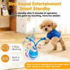 Motion-activated interactive dog ball toy emitting birdsong sounds, designed to engage and entertain curious dogs during play