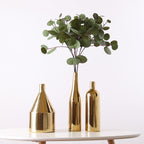 Gold-plated ceramic desktop vase with a modern decorative finish, ideal for home or office styling