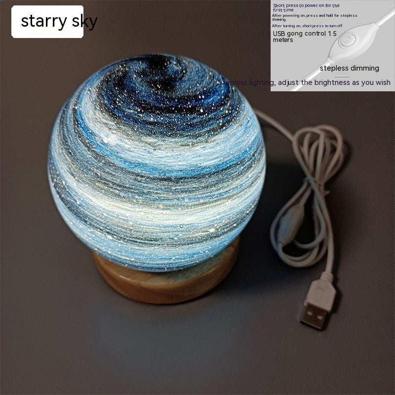 USB lantern night lamp casting a warm rainbow sunset glow on a table as ambient mood lighting