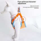 Breathable high-leg cat harness and leash set with Bichon Frise print, shown from the side