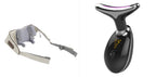 Neck massager with heat and kneading shown from the side, highlighting the ergonomic wrap design and control buttons