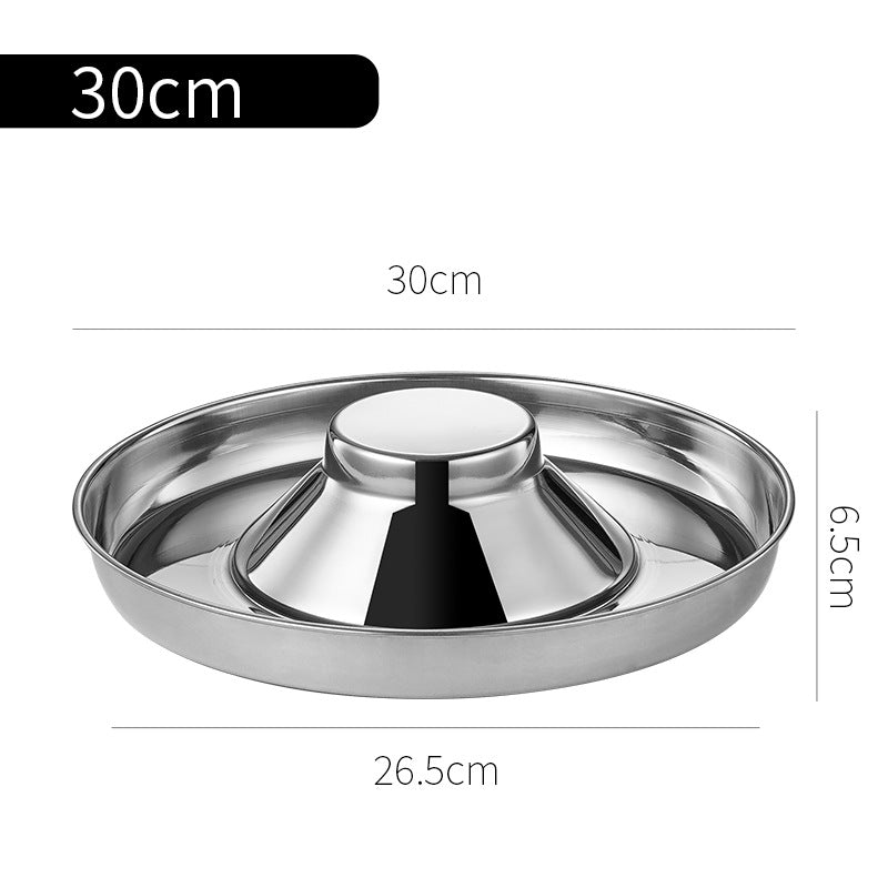Stainless steel puppy weaning bowl with multiple feeding compartments for litter feeding station