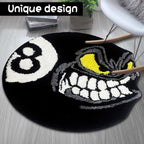 Round cartoon bedroom rug with colorful abstract animal art pattern, soft kids room floor mat