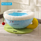 Sisal rope cat scratcher bed with cozy nest bowl, showing textured woven sides and soft interior for cats