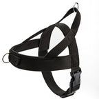Tactical dog vest harness with collar shown from the side, featuring adjustable straps and a no-pull design in durable fabric