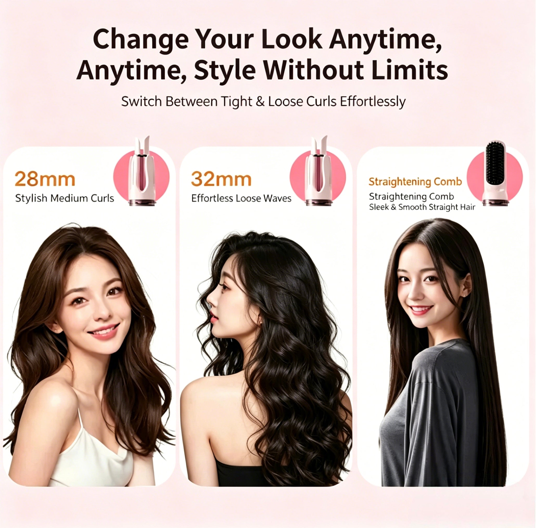 3-in-1 hair curler and straightener showing dual curling barrels side by side on a white background