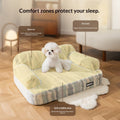 Plush cozy dog sofa bed with cushioned armrests, perfect for small to medium dogs to lounge and rest comfortably