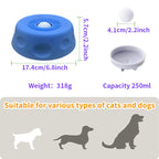 Light blue dog slow feeder lick bowl with rolling ball insert, shown from above on a white background