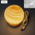 USB lantern night lamp casting a warm rainbow sunset glow on a table as ambient mood lighting