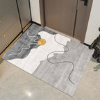 Minimalist crystal velvet entryway doormat shown from above, featuring a soft textured surface in a neutral tone