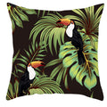 Tropical parrot and plant print throw pillow cover in vibrant colors, 45x45cm decorative cushion cover