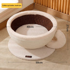 Sisal rope cat scratcher bed with cozy nest bowl, showing textured rope sides and soft interior for cats