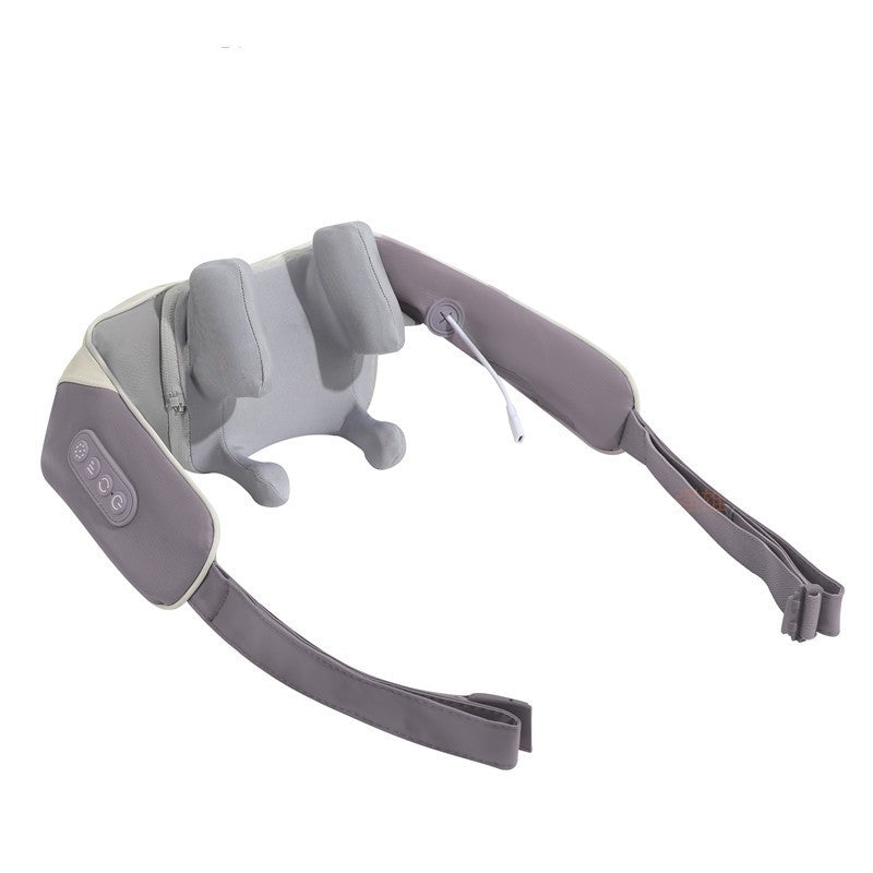 Neck massager with heat and kneading shown from the side, highlighting the curved ergonomic design and infrared nodes