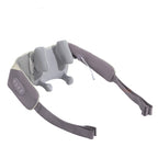 Neck massager with heat and kneading shown from the side, highlighting the curved ergonomic design and infrared nodes
