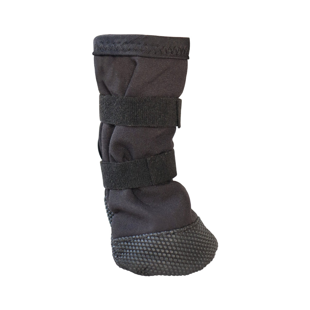 Breathable dog recovery boot shown from the side, highlighting the non-slip sole and secure strap closure for injured paws