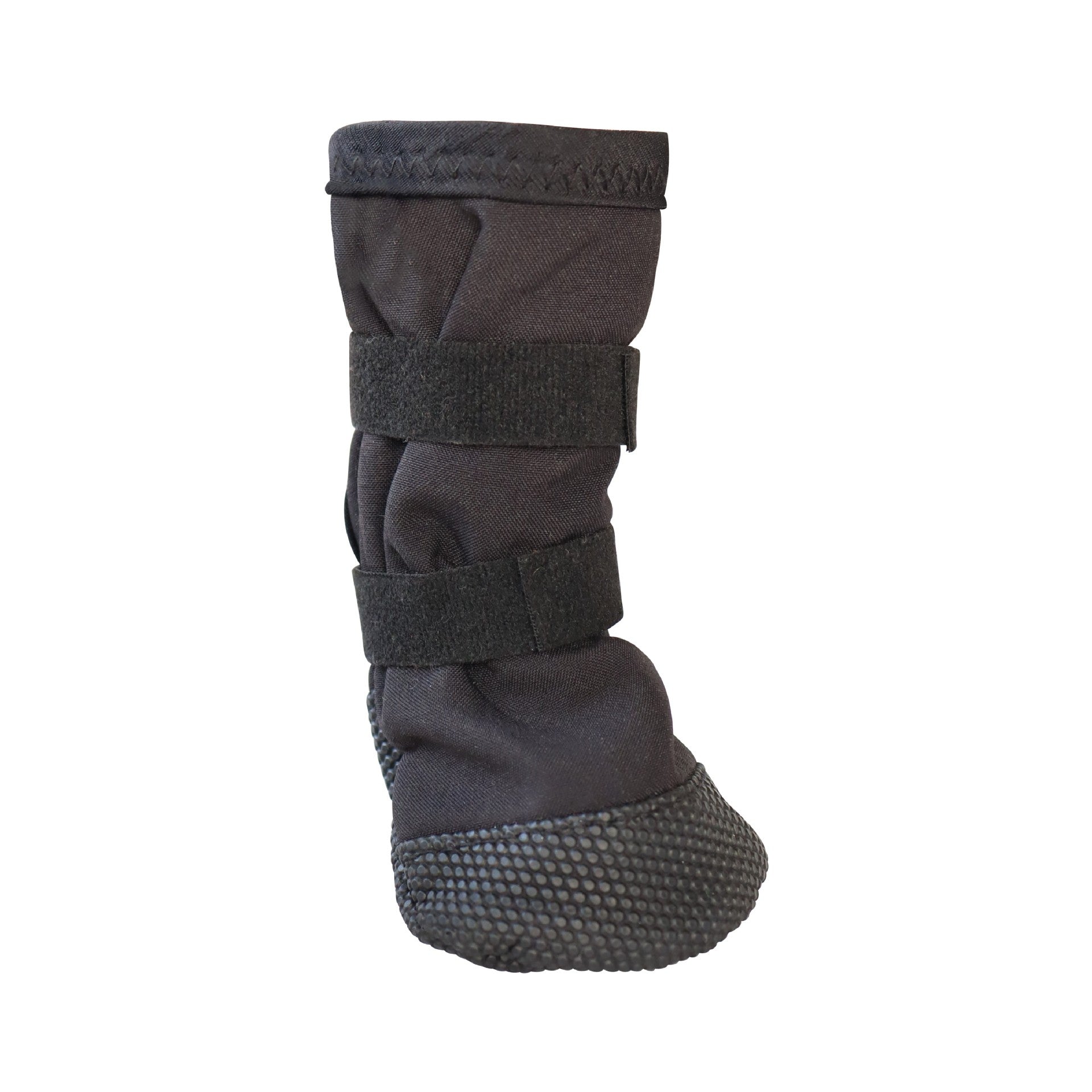 Breathable dog recovery boot shown from the side, highlighting the non-slip sole and secure strap closure for injured paws
